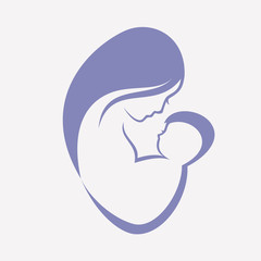 mother and baby stylized vector symbol