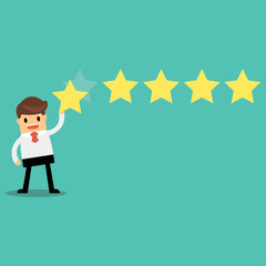 Businessman giving five star rating, Feedback concept, VECTOR, E