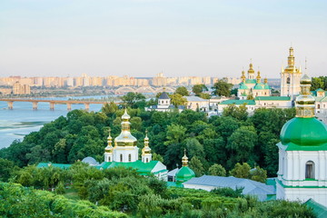 Fototapeta na wymiar View of the Kiev-Pechersk Lavra and Dnipro.