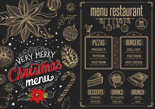 Christmas food menu restaurant.