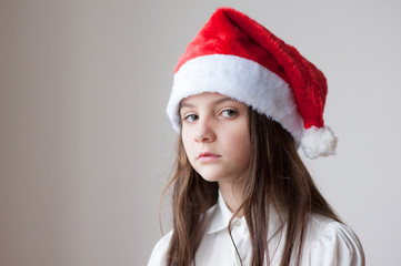 cute little girl in christmas hat