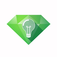 Isolated diamond with a light bulb