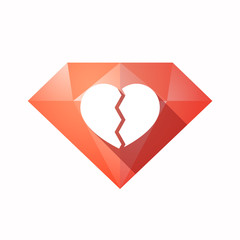 Isolated diamond with a broken heart