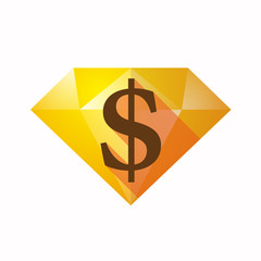 Isolated diamond with a dollar sign