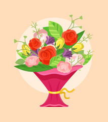 Bouquet of flowers. Vector flat cartoon illustration