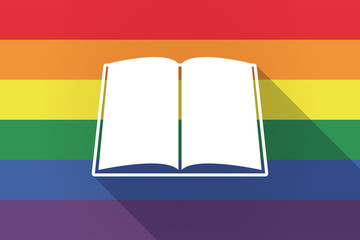 Long shadow lgbt flag with a book