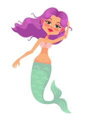 Mermaid character. Vector flat cartoon illustration