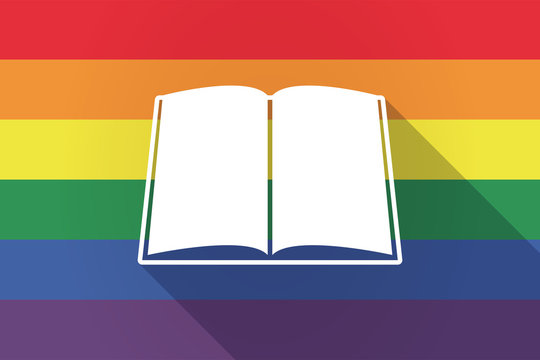 Long shadow lgbt flag with a book