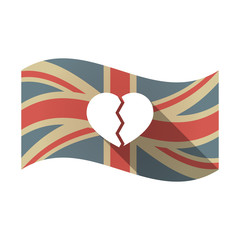 Isolated UK flag with a broken heart
