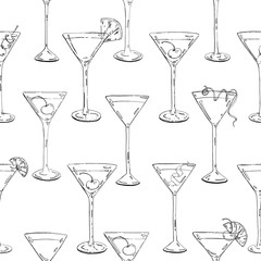 hand drawn watercolor cocktail French 75 on white background