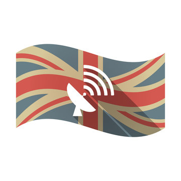 Isolated UK flag with a satellite dish