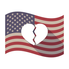 Long shadow USA flag with a broken heart