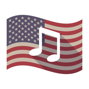 Long shadow USA flag with a note music