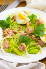 fish salad on white plate