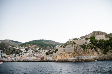 Fototapeta na wymiar Greek island Ydra Hydra view from sea
