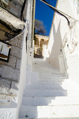 White downstairs on greek island Hydra Ydra