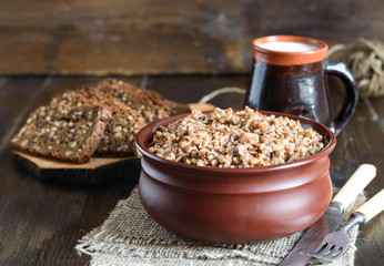 buckwheat in a bowl with milk