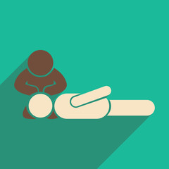 Modern flat icon with long shadow man CPR