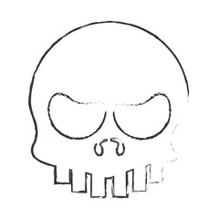 Skull cartoon icon. Head death horror tattoo and dark heme. Isolated design. Vector illustration