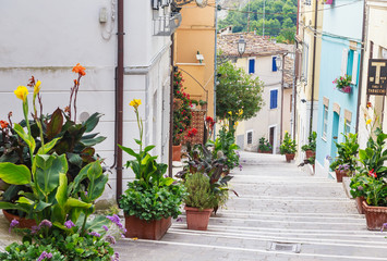 Stairway at the old town of Numana, Marche, Italy