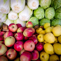 Naklejka na ściany i meble Fruits and vegetables at a farmers market