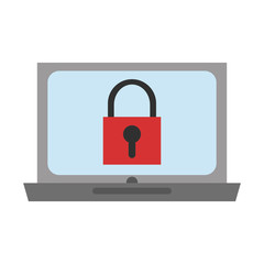 Padlock and laptop icon. Security system warning protection and danger theme. Isolated design. Vector illustration