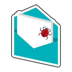 Bug and envelope icon. Security system warning protection and danger theme. Isolated design. Vector illustration