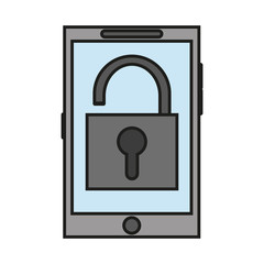 Padlock inside smartphone icon. Security system warning protection and danger theme. Isolated design. Vector illustration