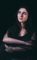 Fototapeta premium Beautiful woman portrait in low key