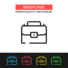 Vector briefcase icon. Thin line icon