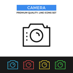 Vector camera icon. Thin line icon