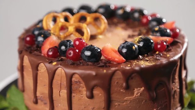 chocolate cake with fresh strawberry