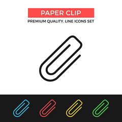 Vector paper clip icon. Thin line icon