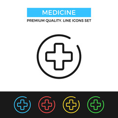 Vector medicine icon. Thin line icon