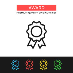 Vector award icon. Thin line icon