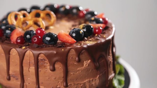 chocolate cake with fresh strawberry