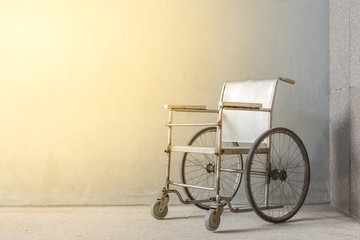Fototapeta na wymiar Wheelchair empty in hospital