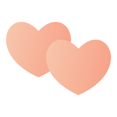 Two pink hearts isolated on white, symbol of a couple in love, vector illustration