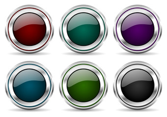 Set of silver metallic colorful vector web icons