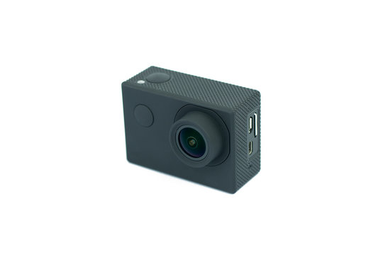 Camera Action Cam isolated on white background.