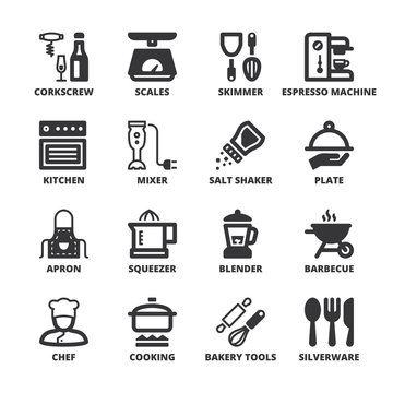 Cooking flat symbols. Black