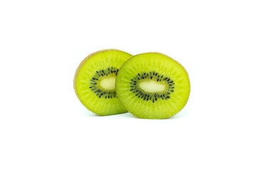 kiwi fruit and his sliced segments isolated on white background