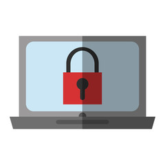 Padlock inside laptop icon. Security system warning protection and danger theme. Isolated design. Vector illustration