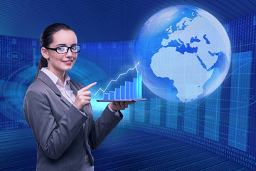 Businesswoman in stock trading business concept