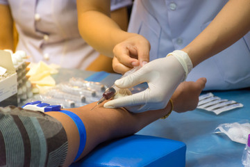 Collection blood in lab for checkup a health