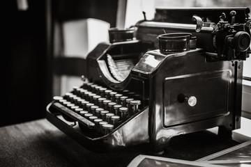 antique manual typewriter on the table