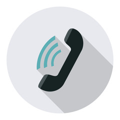 Phone icon in flat style isolated on background. Telephone symbol.