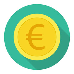 Money currency icon. Coin with Euro sign vector illustration.