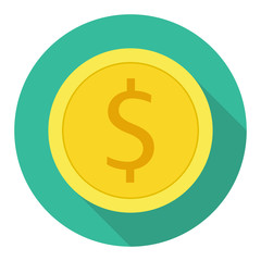 Money currency icon. Coin with Dollar sign vector illustration.
