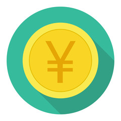 Money currency icon. Coin with Yen sign vector illustration.